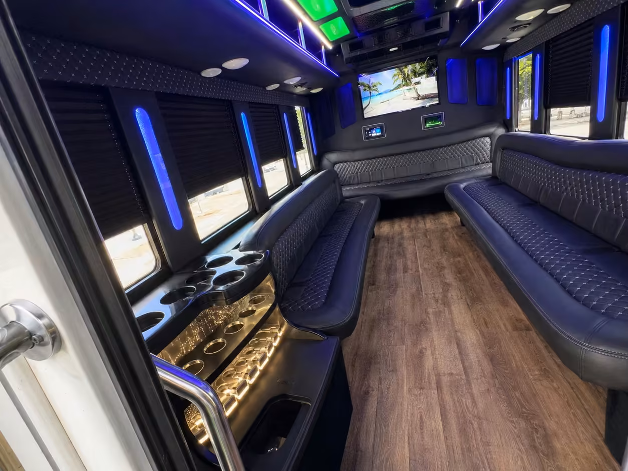 15 passenger party bus interior