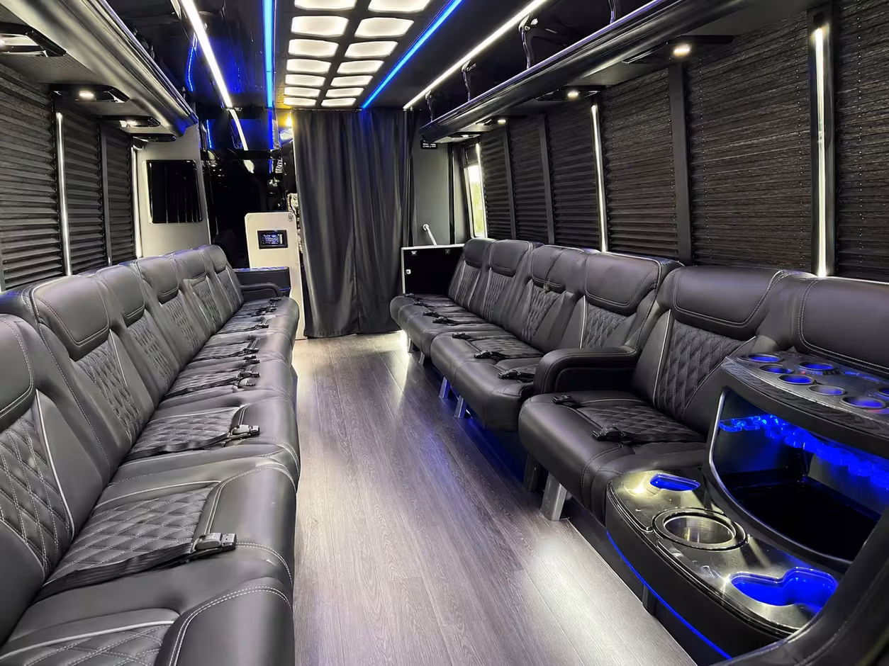 18 passenger party bus inside