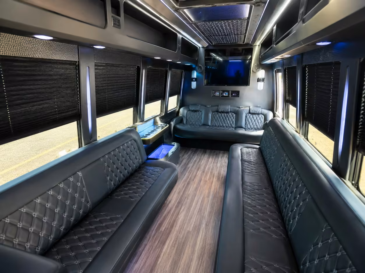 20 passenger party bus interior