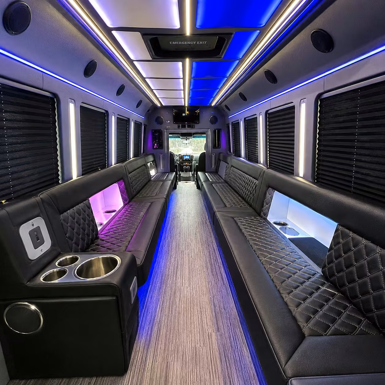 28 passenger party bus inside